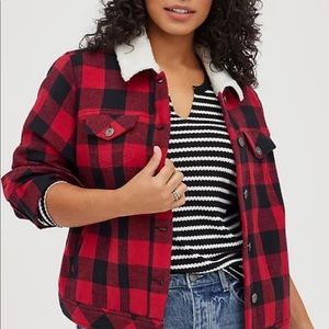 Nwt Torrid size 2 Trucker Jacket Buffalo Red plaid